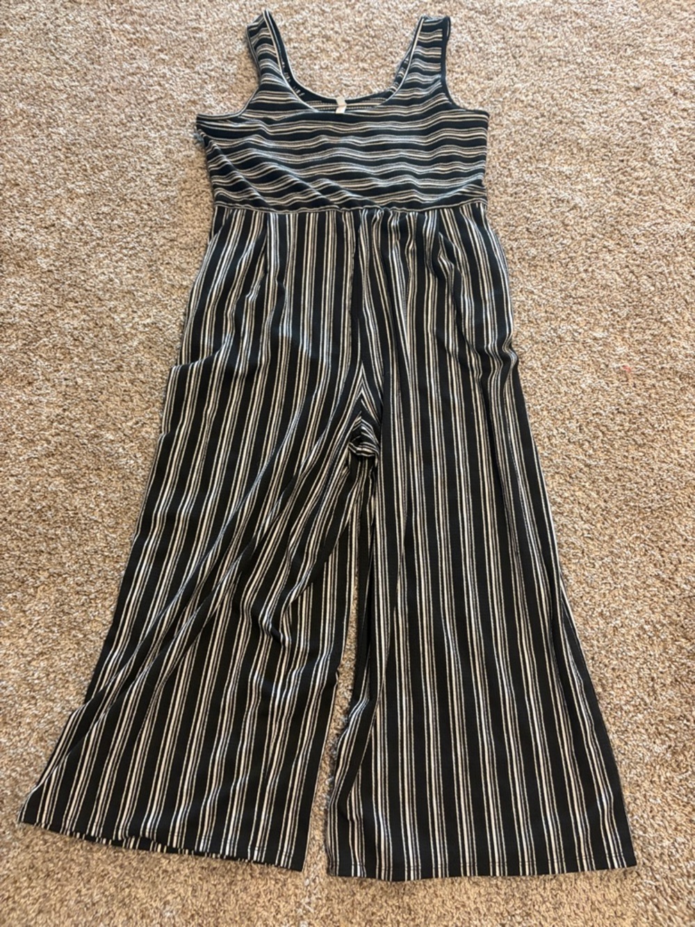 Xhilaration Black & White Striped Wide-Leg Jumpsuit